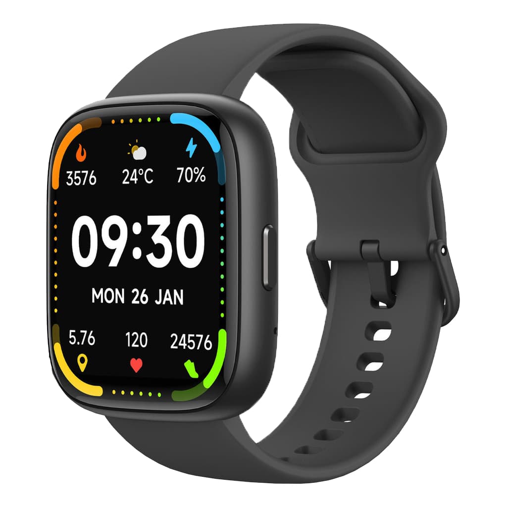 Smartwatch Alexa Ip68 , Bluetooth 5.3 , Capa Branca , Pulseira Preta , design Moldura De Milan