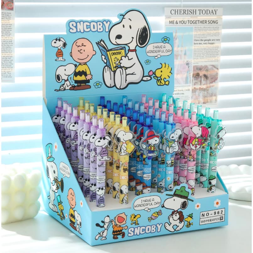 6 Peças Caneta Gel Preta Com Desenho Snoopy Para Estudantes 0.5