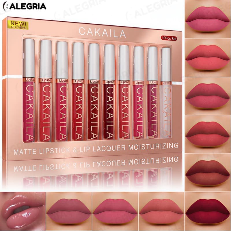 CAKAILA 10-Color Brilho Labial Fosco à Prova D'Água com Hidratação Natural e Saudável LE