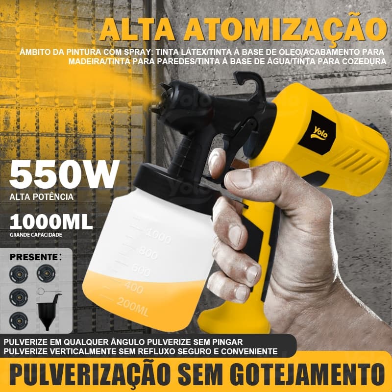 Pistola de Pintura Pulverizador Elétrico 110V/220V 32000R Pulverizadora Potente 1000ML De Tinta 550W
