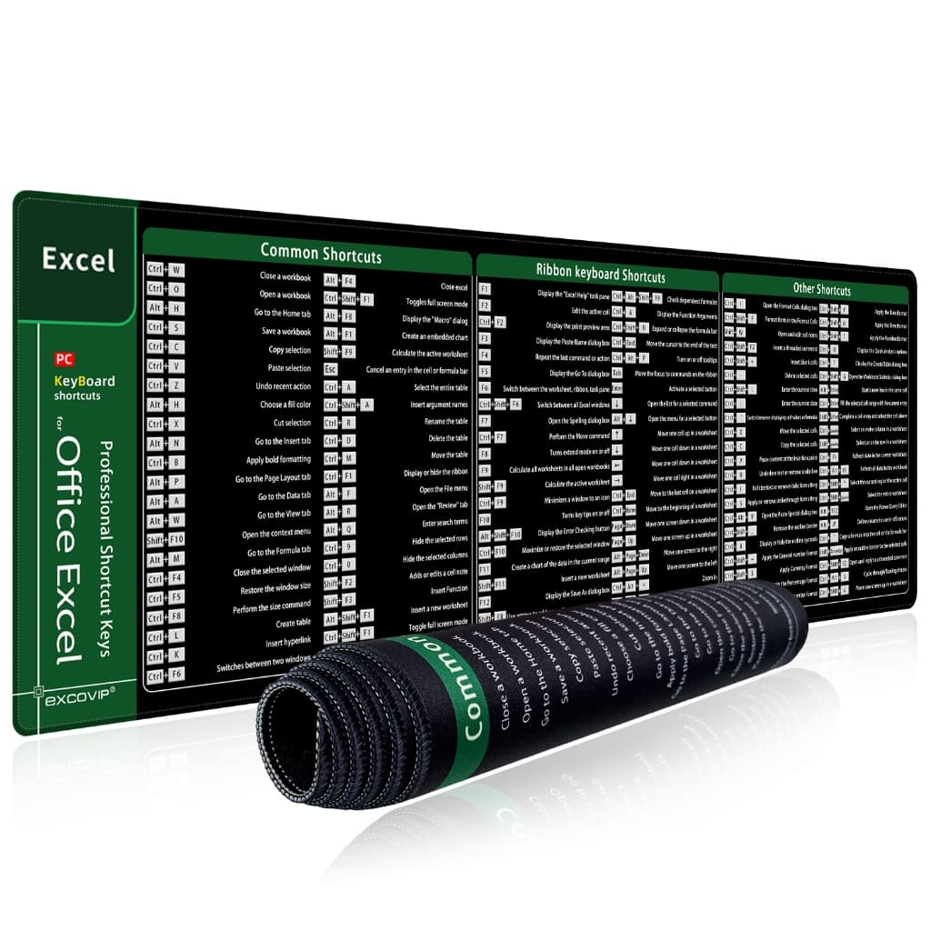 Para forEXCEL Teclado de atalho Mouse Pad Inglês Tamanho grande Macio Confortável Costura Resistente ao desgaste Resiste