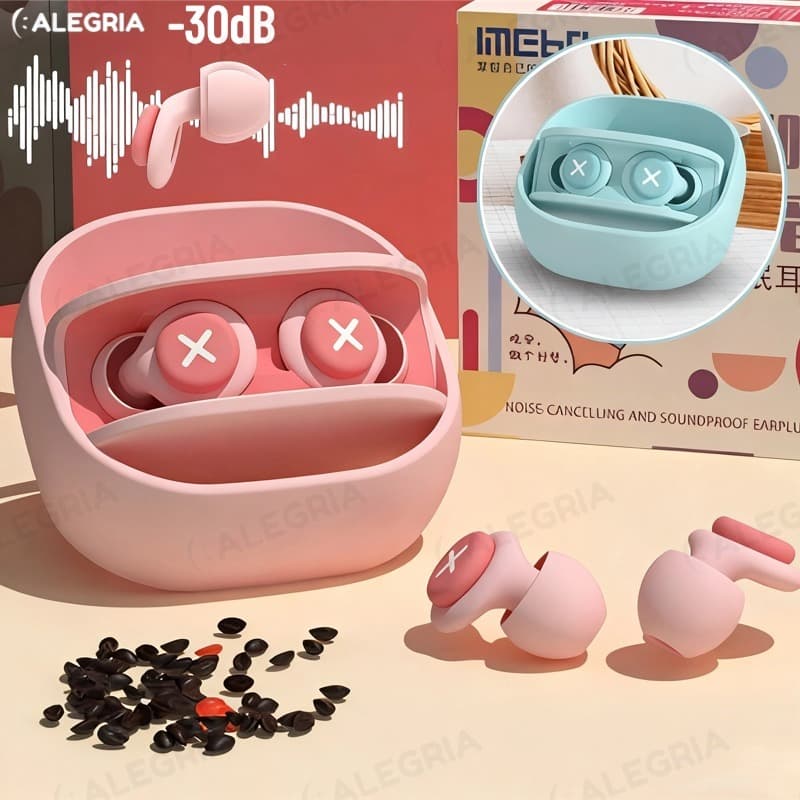 Tampões Auriculares De Silicone Isolamento Acústico Redução De Ruído Com Esponja Macia Protetor Auricular-ALE
