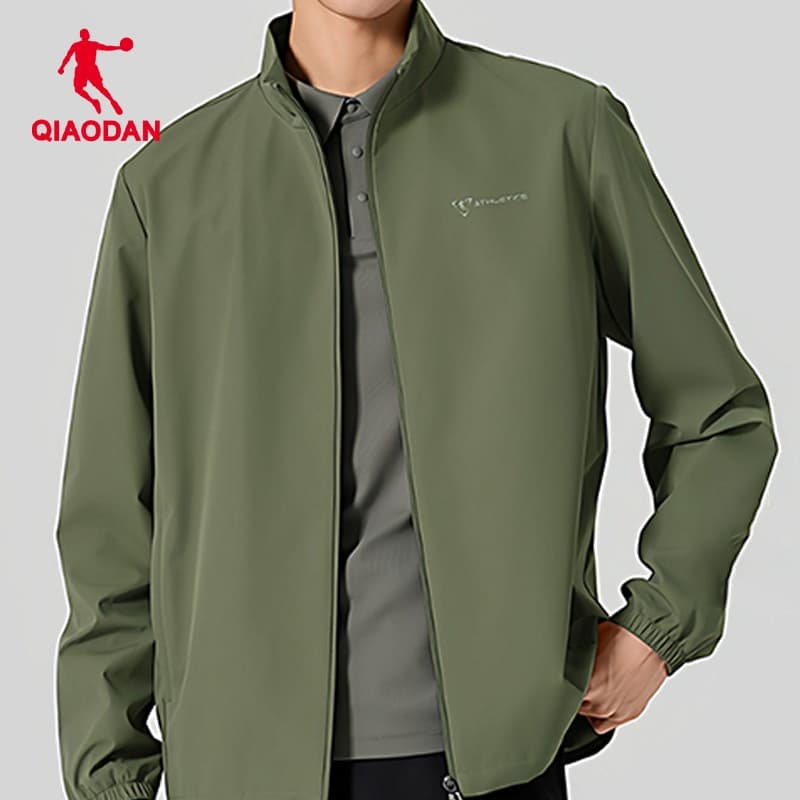Qiaodan Treinamento Abrangente Masculino , Jaqueta Casual De Negócios Com Gola Alta , À Prova De Vento , Repelente De Ág