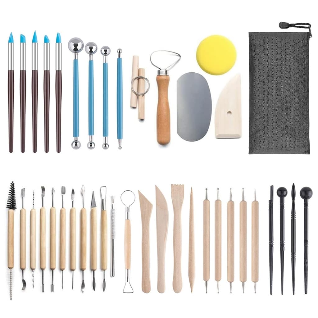 Kit 30/40 Peças Profissionais Escultura Argila Modelagem Corte