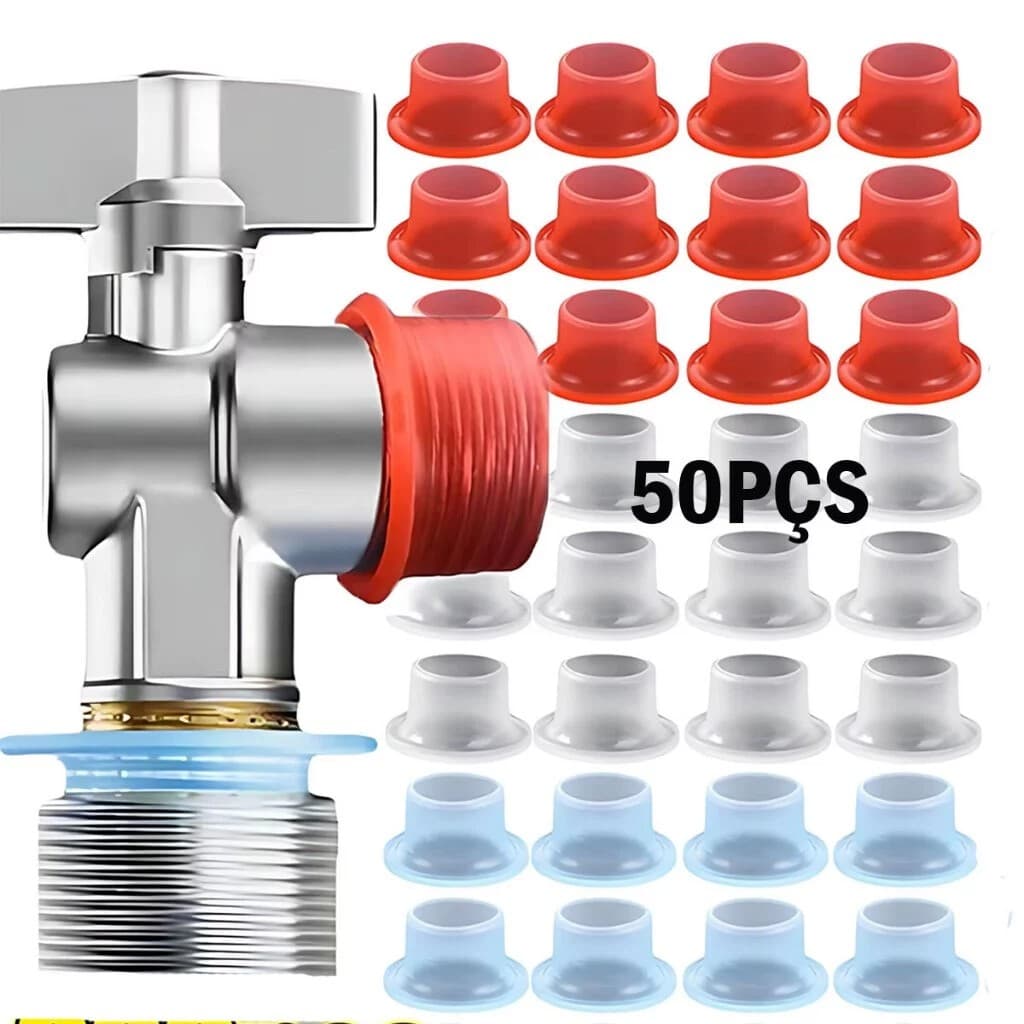 Kit 50/100 Peças Veda Rosca de Silicone para Torneira Anti Vazamento Junta Selador Arruela Borracha