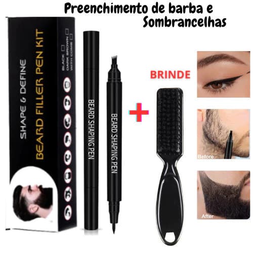 Caneta de enchimento de sobrancelha para barba para reparar sobrancelhas de barba + pincel especial. Prepare-se para env