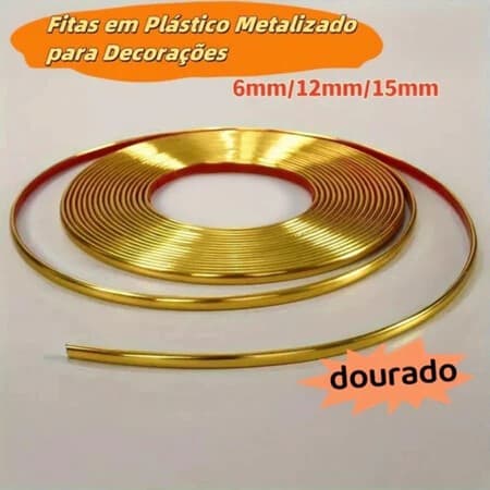 Fita metalizada para decoracao de Pvc 6mm/12mm/15mm/20mm/27mmCom Dupla face com 5 Metros