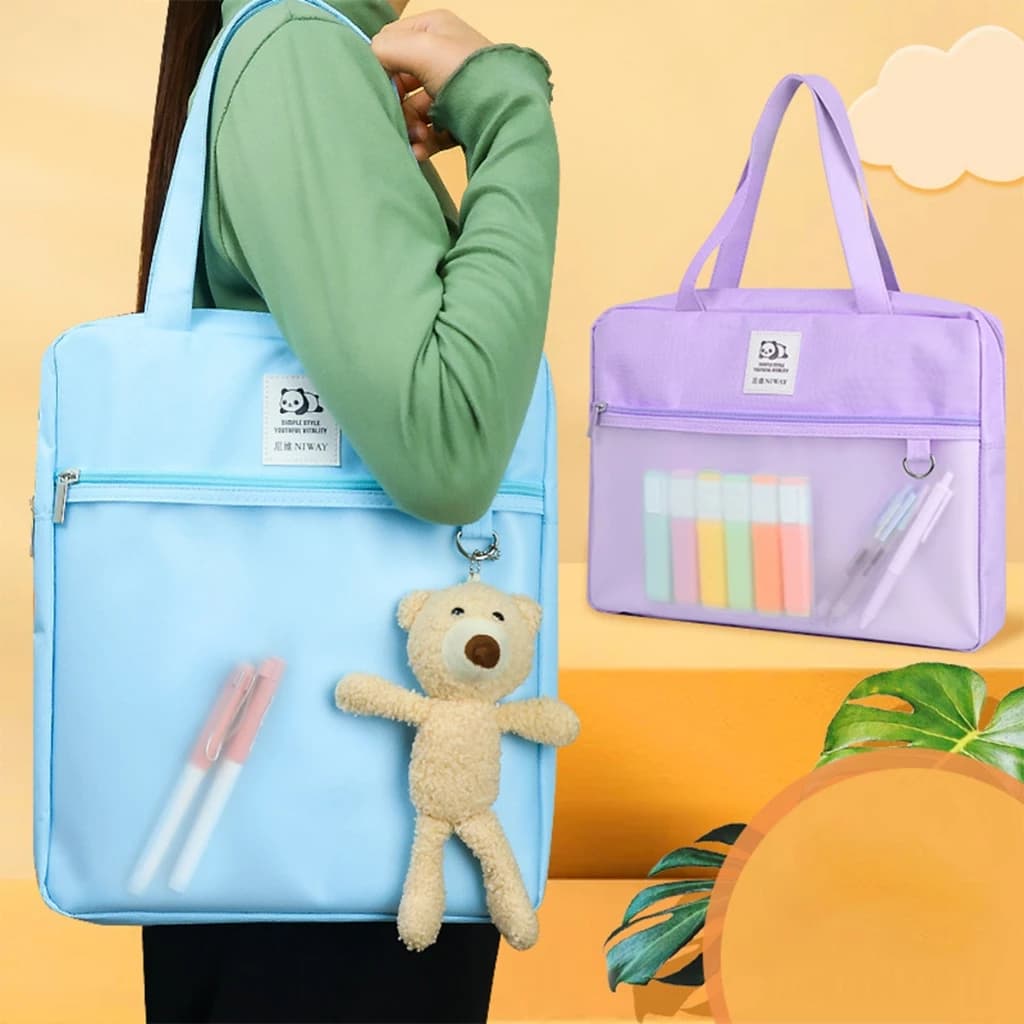 Huajie Bolsa Tutorial Portátil Bolsa de Arquivo Estilo Zíper Bolsa de Estudante de Transporte de Livro Aluno