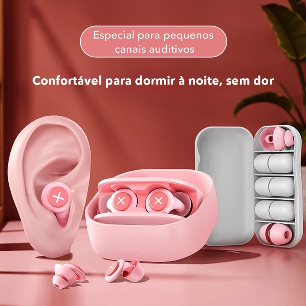Tampões de Ouvido Antirruído em Silicone e Espuma, Conforto Extra e Proteção Sonora para Uso Diário