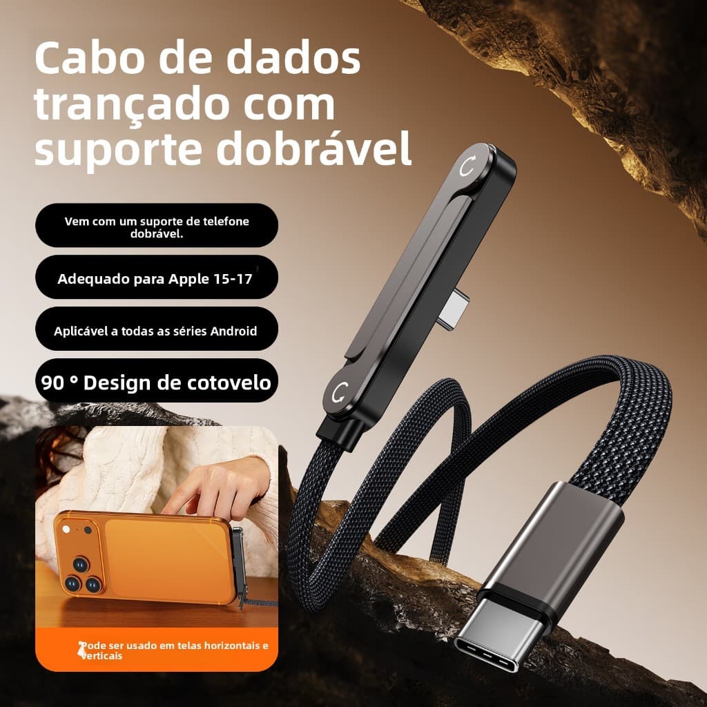 240W 1.5m 90 ° Cabo De Dados Angular , Adequado Para Jogos , Com Conector Dobrado E design Dobrável