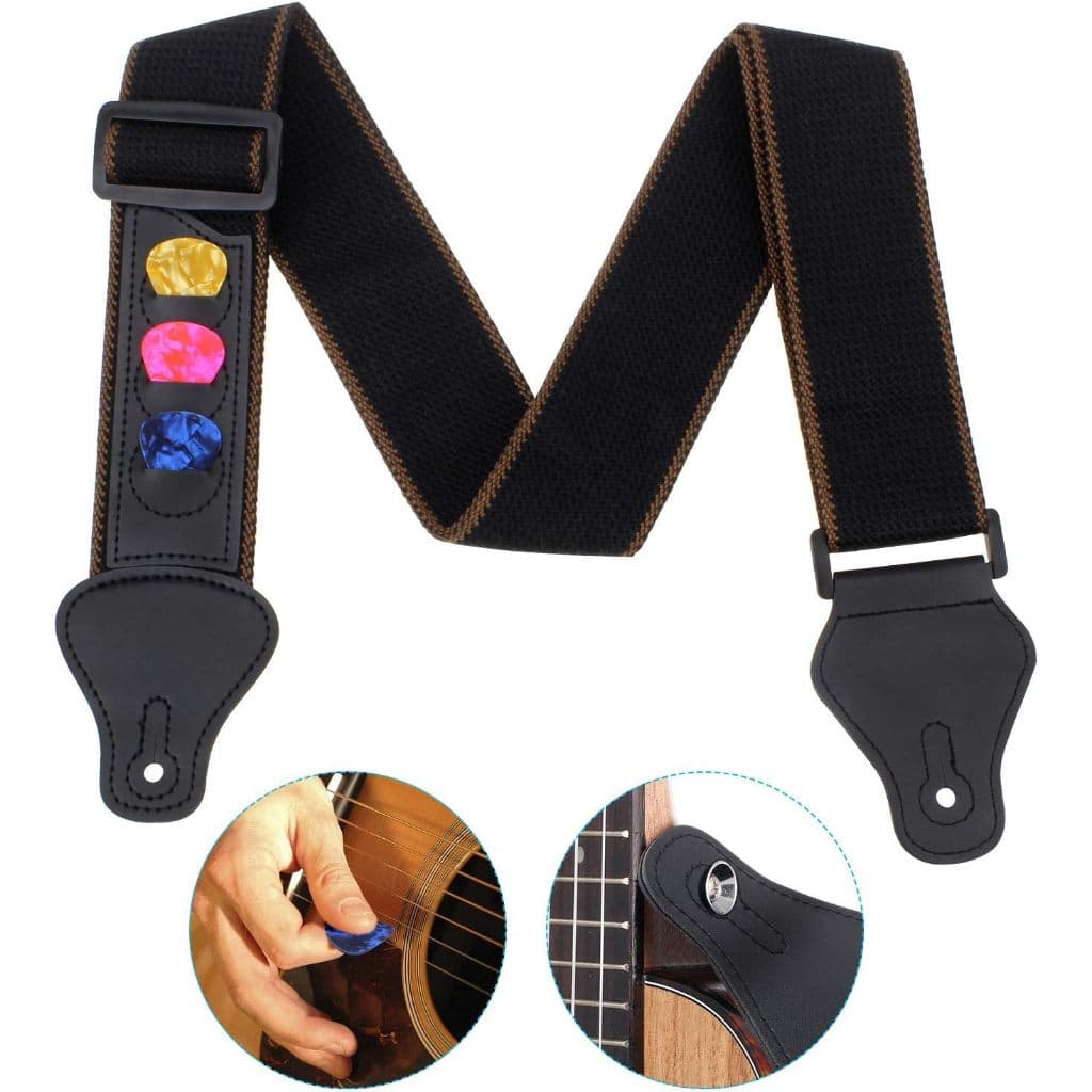 Correia para Violão e Guitarra com Porta Palhetas PARA Conforto e Praticidade no Palco