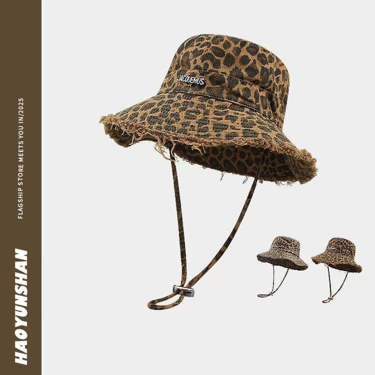 Balde com estampa de leopardo Chapéu masculino feminino bacia Chapéu sol Chapéu
