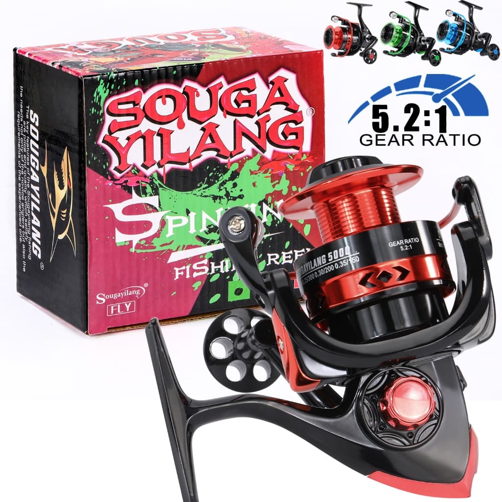 Sougayilang 5.2 : 1 Carretel Giratório De Alta Velocidade De Pesca De Metal Para Com Isca