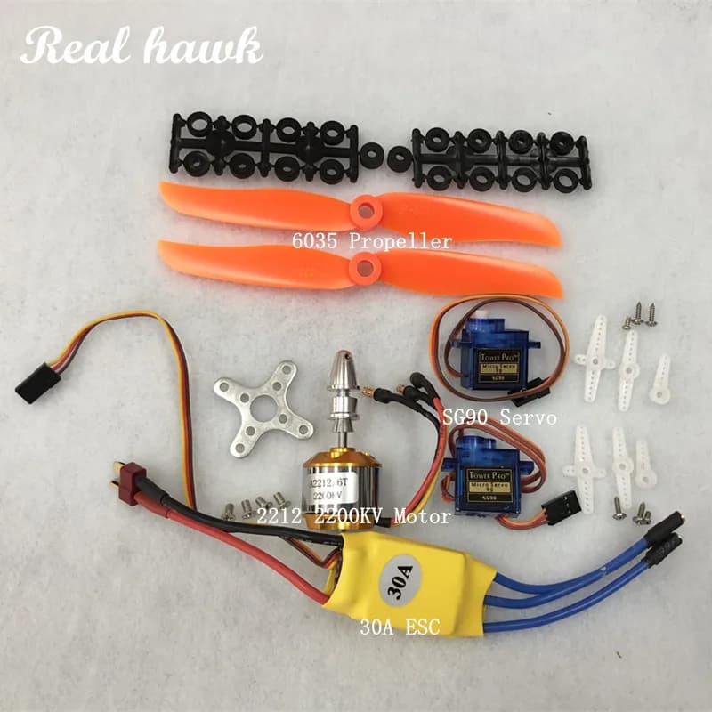 Motor A2212 2200KV + ESC 30A + Servo SG90 -  Completo para Avião ASA FIXA RC  Helicóptero  Alta Performance