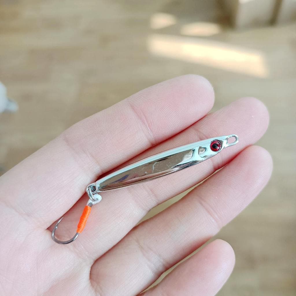 Dupladuoyu 1 Pcs Chapeamento De Metal Prateado Jig Isca De Pesca 5g/40mm Mini Artificial Peixe Pequeno Com Gancho Único