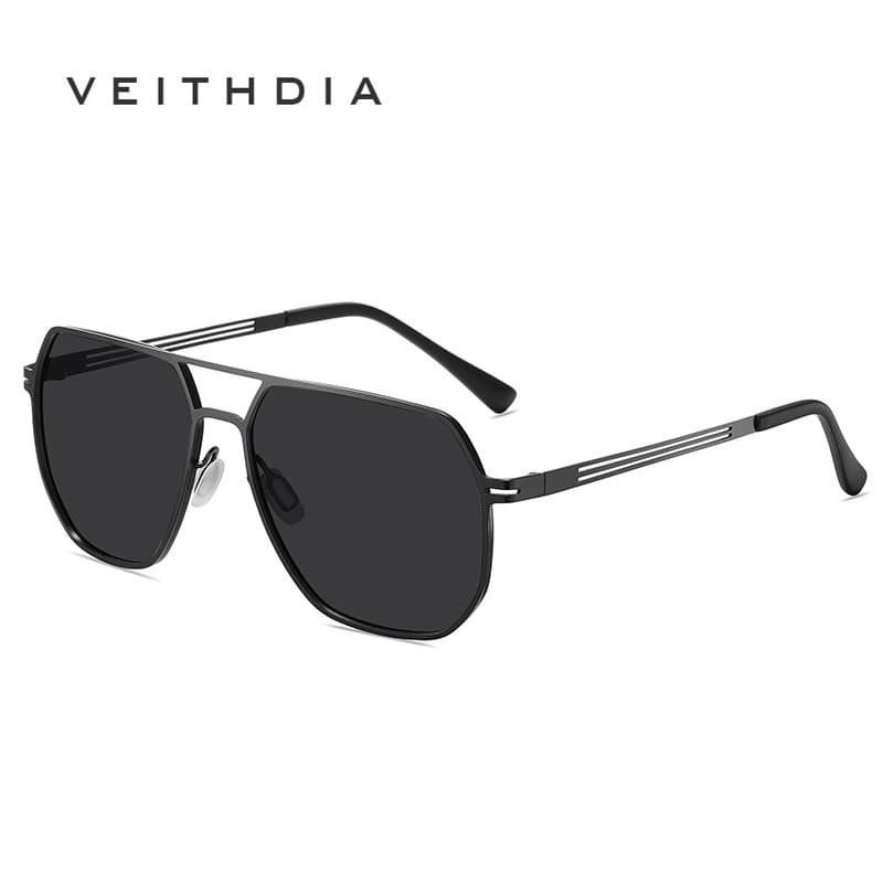 VEITHDIA Novos Óculos De Sol Polarizados De Aço Inoxidável Com Armação Quadrada Masculina Anti-Para Dirigir GS5086