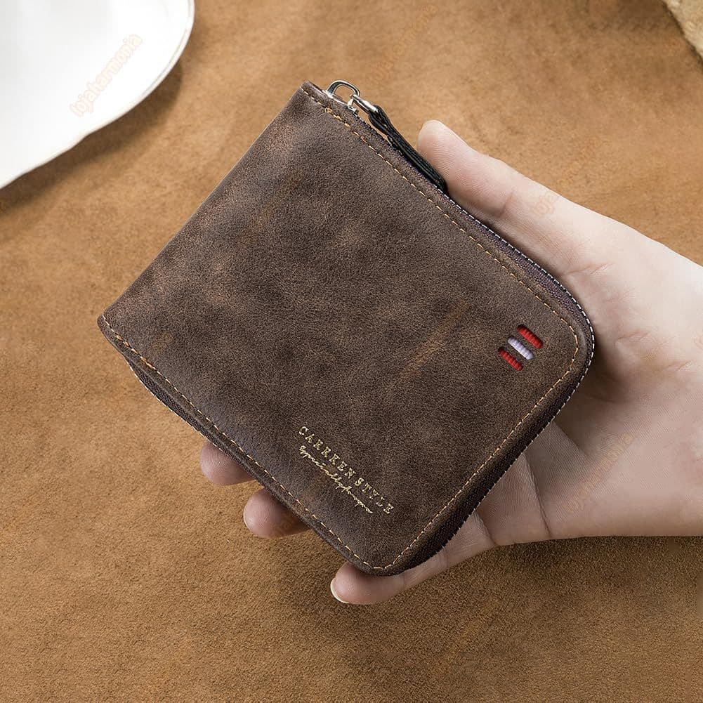 Carteira Masculina Moderna Com Zíper Multifuncional Com Porta Moedas Cartão e Bolso Interno de Zíper-UF