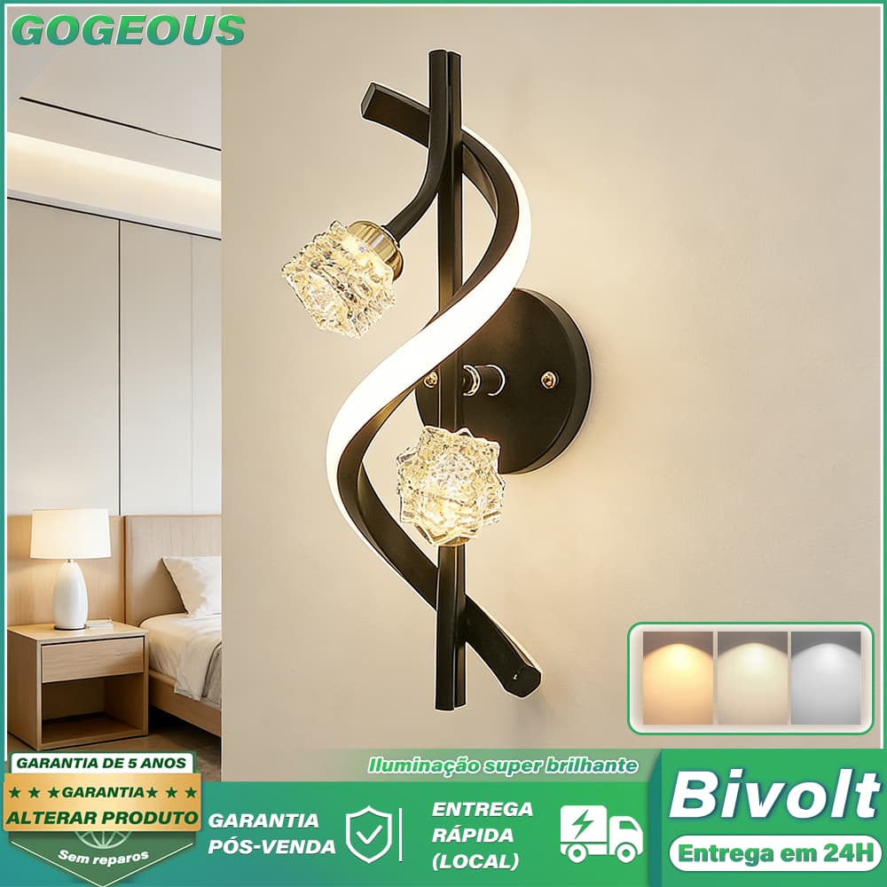 3 Cores Arandela Luminária De Parede Cristal 110V-220V 17W Decoração De Quarto Corredor e Sala De Estar