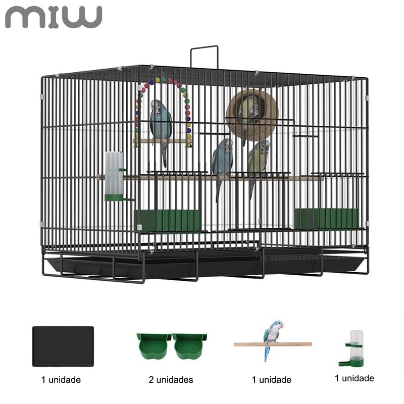 MIW Gaiola de pássaros De Calopsita Com Bandejas Laterais E Suporte Grande Conjunto De Pássaros Domesticados