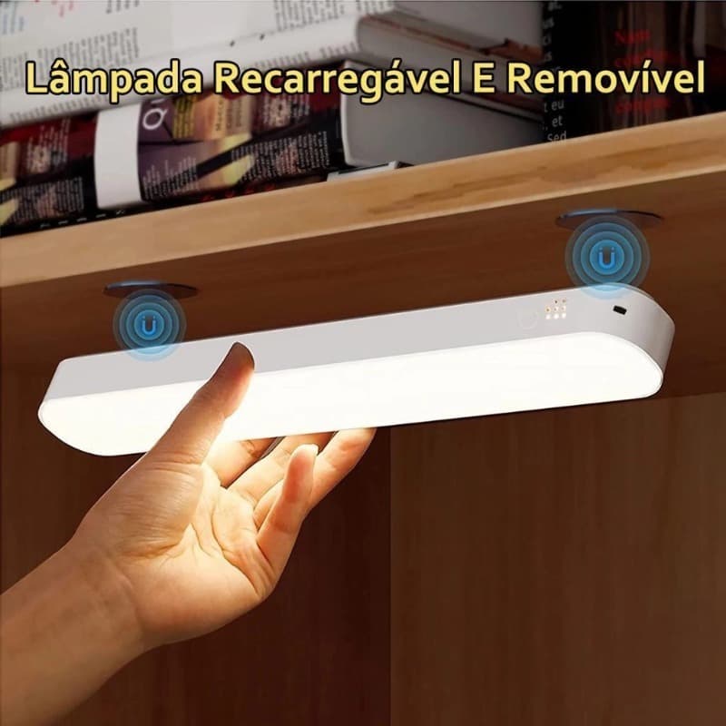 Luminária De Mesa LED Com 28cm Magnética Sem Fio Recarregável Dimerizavel De Iluminação Removível Portátil Para Quarto