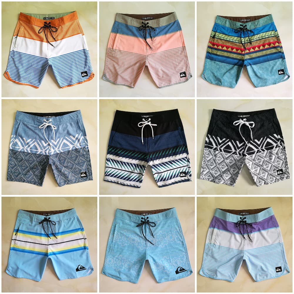 Shorts Quiksilver | Design De Listras De Secagem Rápida Confortável Para Surf E Uso Diário