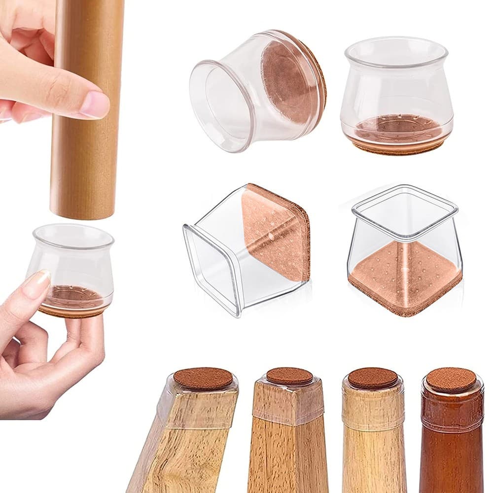 Kit 16 Peças Protetor Para O Pé Da Cadeira Mesa De Silicone Círculo e quadrado