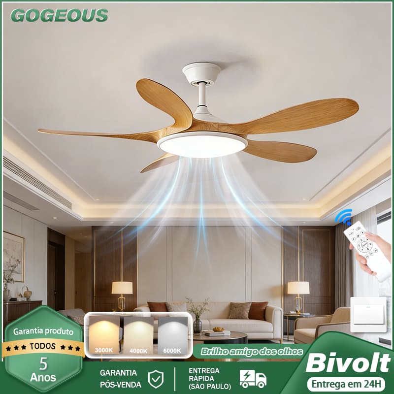 3 Cores 110V-220V Ventilador De Teto Com Luz 72W 46 Polegada Vento Forte Silencioso Sala de Estar Quarto