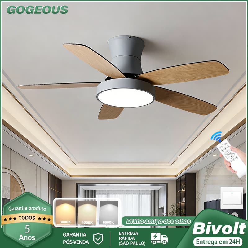 3 Cores 110V-220V Ventilador De Teto Com Luz LED Com Controle Remoto Sala de Estar e Quarto Silencioso