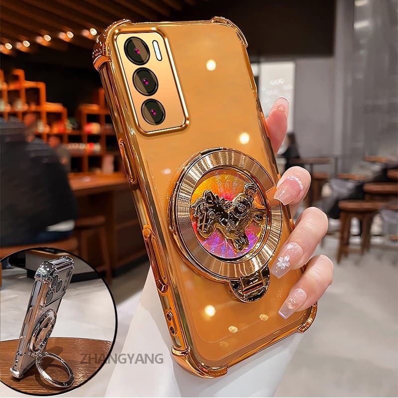 Capa Para Realme C75 C71 Avançado Transparente Anti Queda Caso De Telefone Estética 3D Dos Desenhos Animados Laser Supor