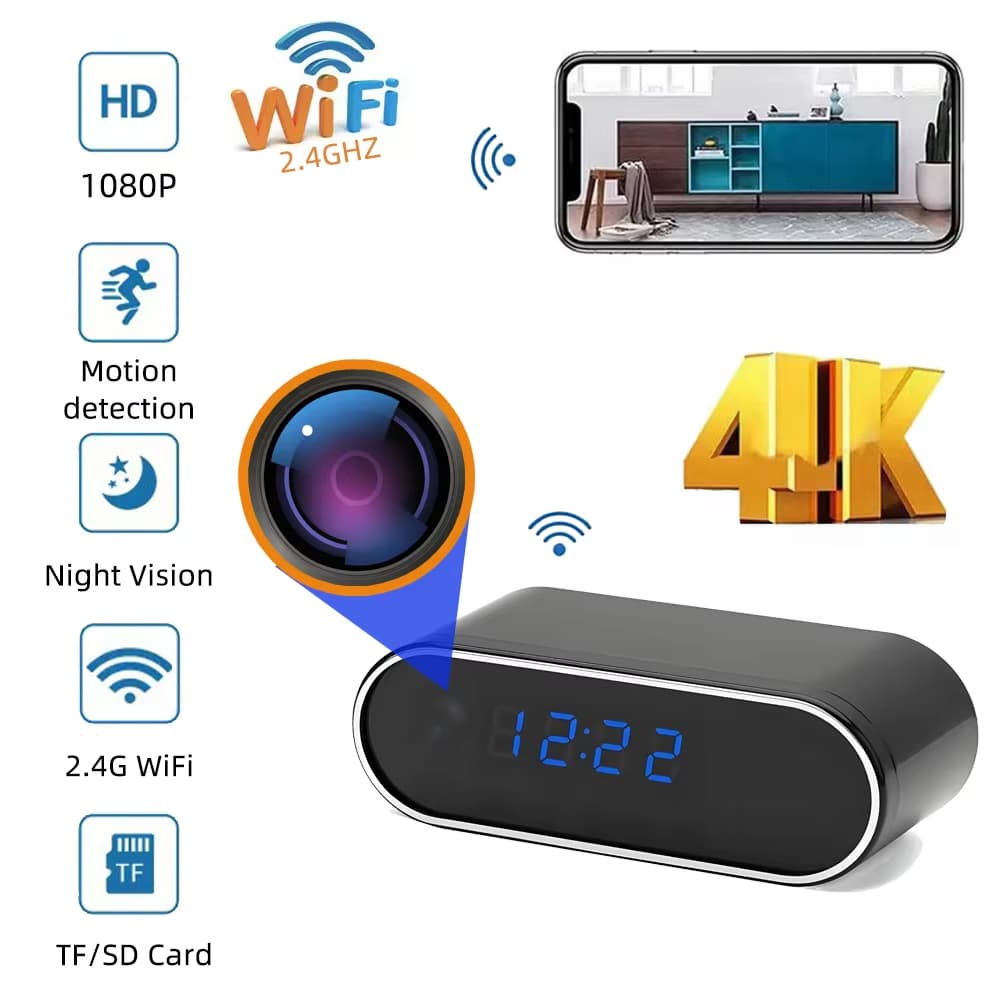 mini Câmera WiFi 4KHD , Luzes Digitais Podem Ser Ligadas , Visão Noturna Infravermelha , Visualização Remota Com Detecçã