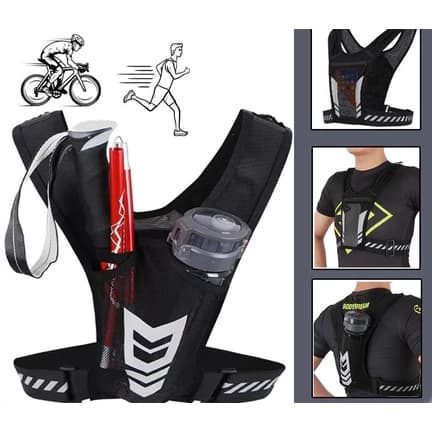 Colete Refletivo Esporte Ciclismo Corrida Cinto De Segur Com Bolso Para Garrafa De Água E Bolso Para Celular