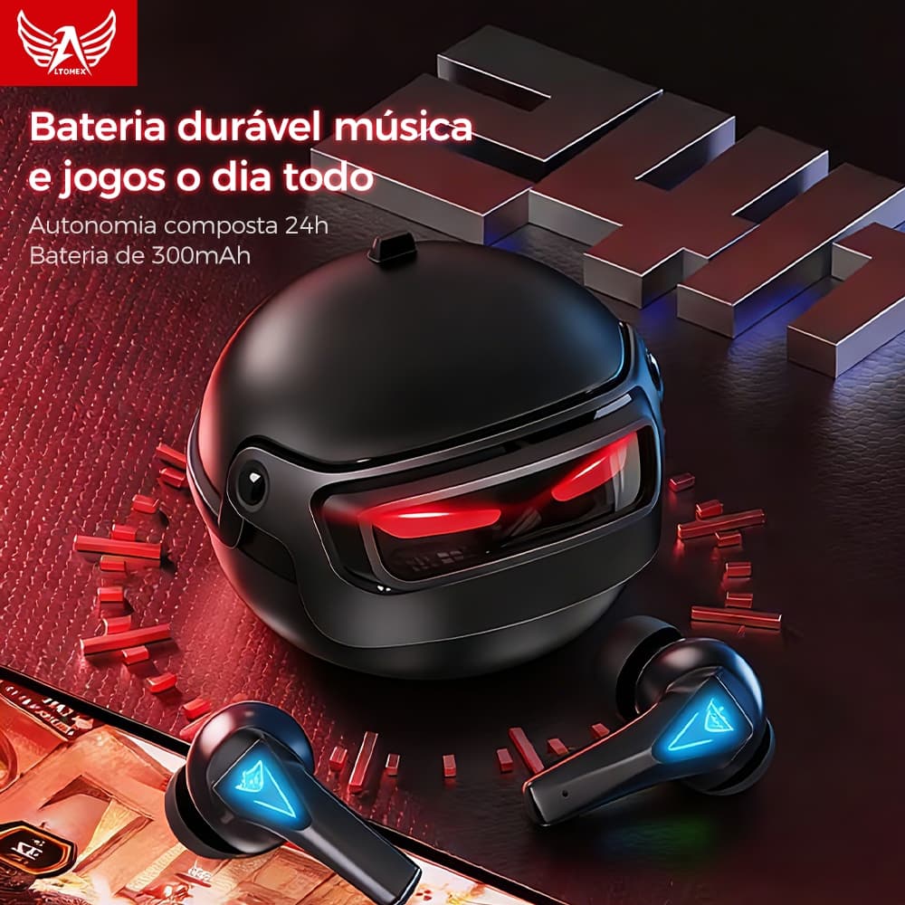 Altomex Fone de Ouvido Gamer Bluetooth Sem Fio com Cancelamento de Ruído Preto