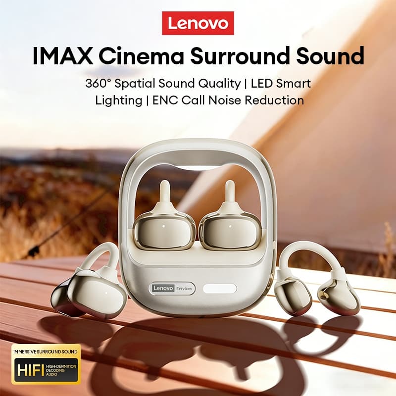 Lenovo RS115 Fone Bluetooth Clip Ear Som Espacial 360 Bluetooth V6.0 Microfone HD Encaixe Confortável 25h