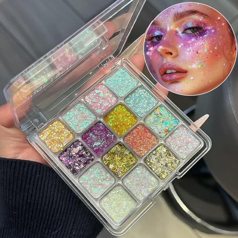 Paleta De Sombras Sereia De 16 Cores Com Brilho Pérola , Brilhante Para Cosplay E Maquiagem De Desempenho
