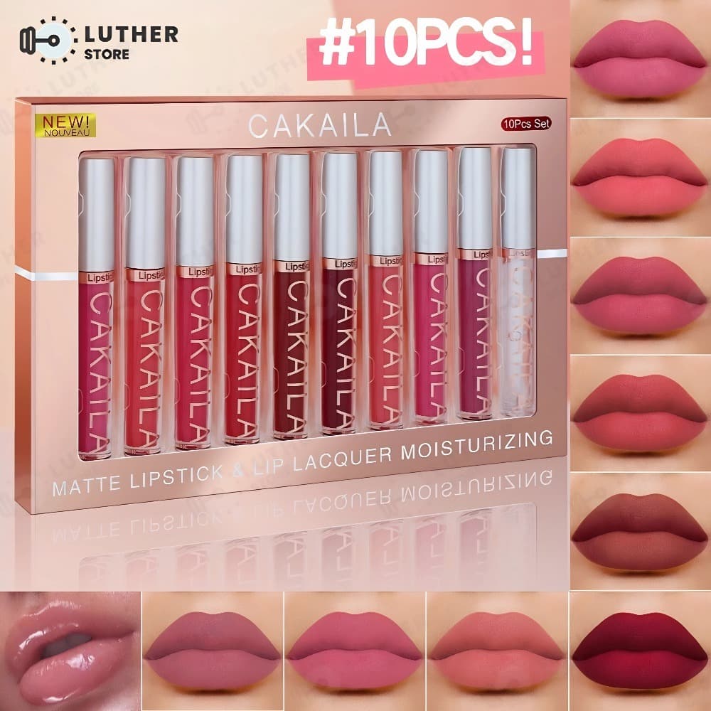 CAKAILA Brilho Labial De Maquiagem Fosco À Prova D'água De 10 Cores , Copo Antiaderente De Longa Duração , Hidratante Na