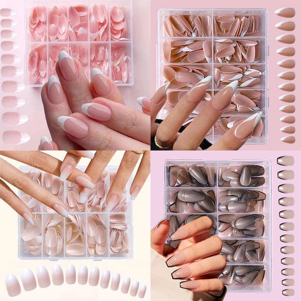 120 Peças De Unhas Postiças Francesas Nuas Rosa E Brancas Dentro Do Estilo , Simples Fáceis De Combinar , Reutilizáveis