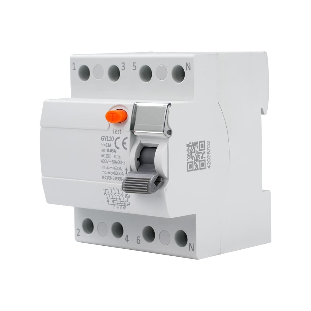 Disjuntor diferencial residual (DR) GYL10 400 VCA (4 polos, 63 A)