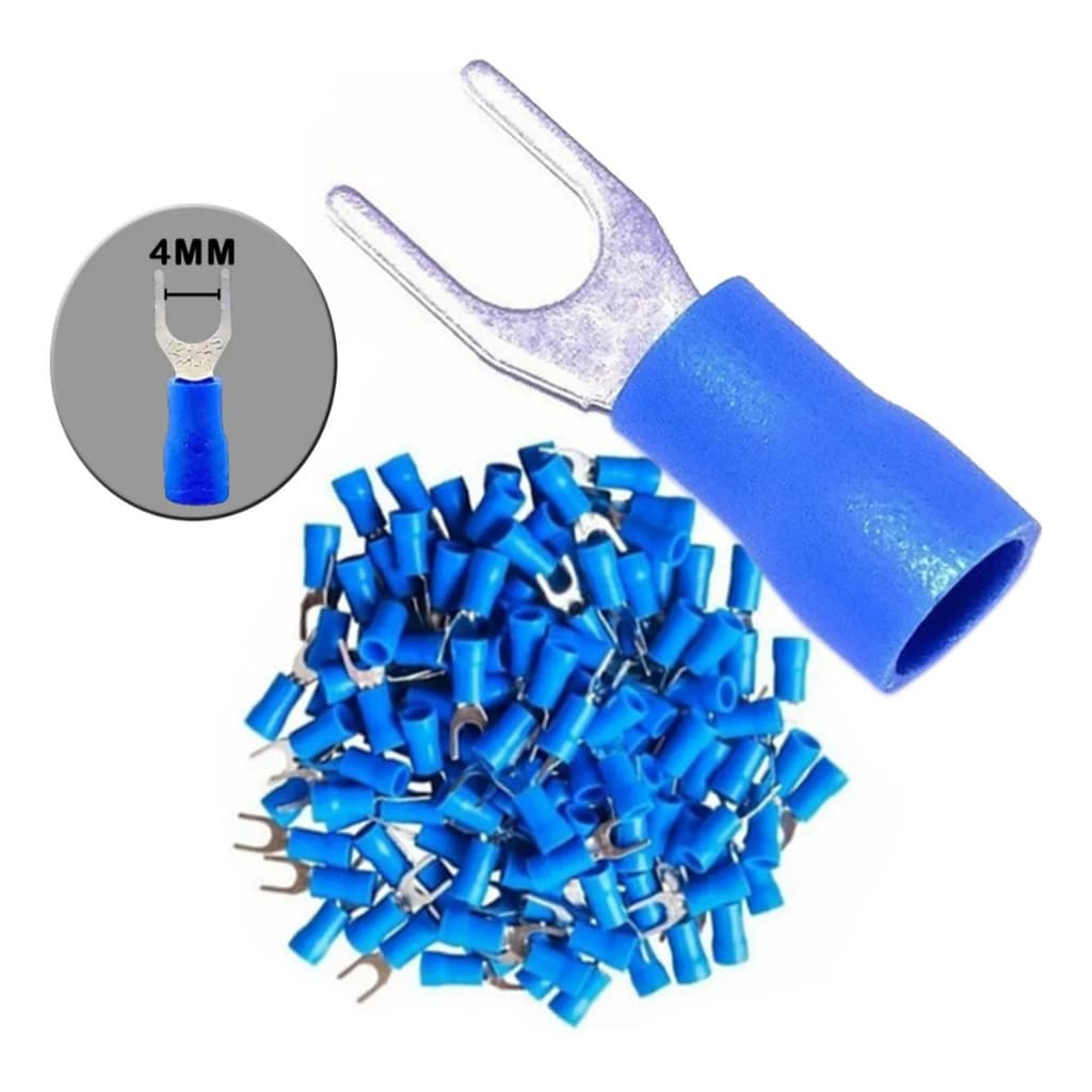 Kit 500 Terminais Ponteira Tipo Garfo Pré-isolados 1,5-2,5mm Azul