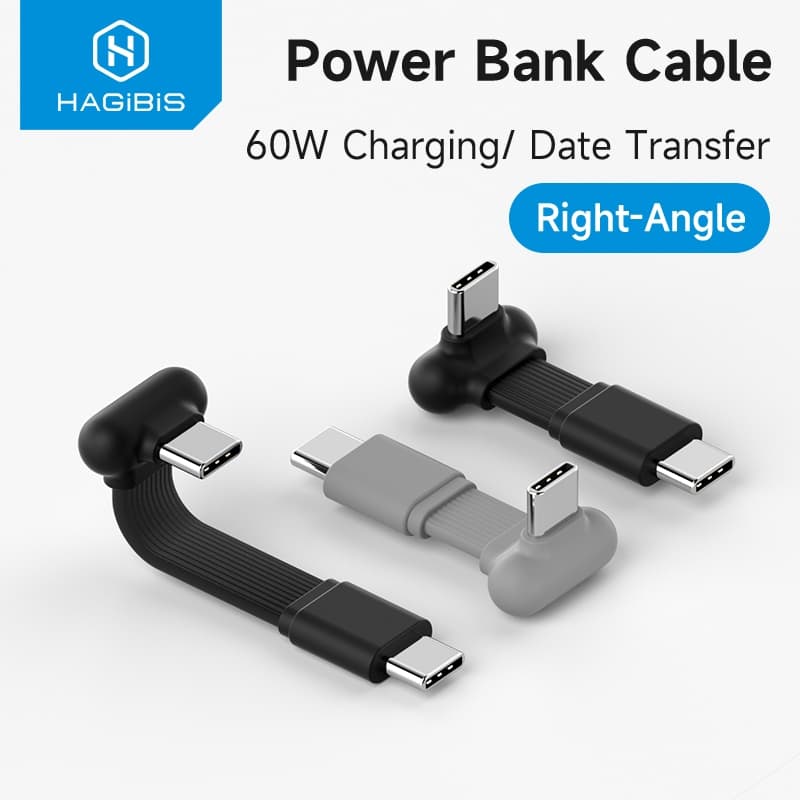 Hagibis USB C Cabo De Ângulo Reto Curto 90 Graus Tipo-Power Bank Cápsula De Carregamento Rápido PD 60W Para iPhone 17 Pr