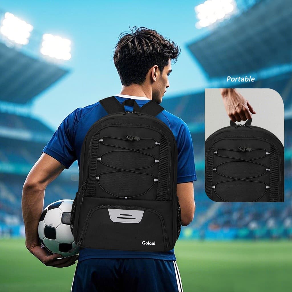 Mochila Nova Futebol/Basquete Multiesportes, Compartimentos Separados para Bola e Tênis