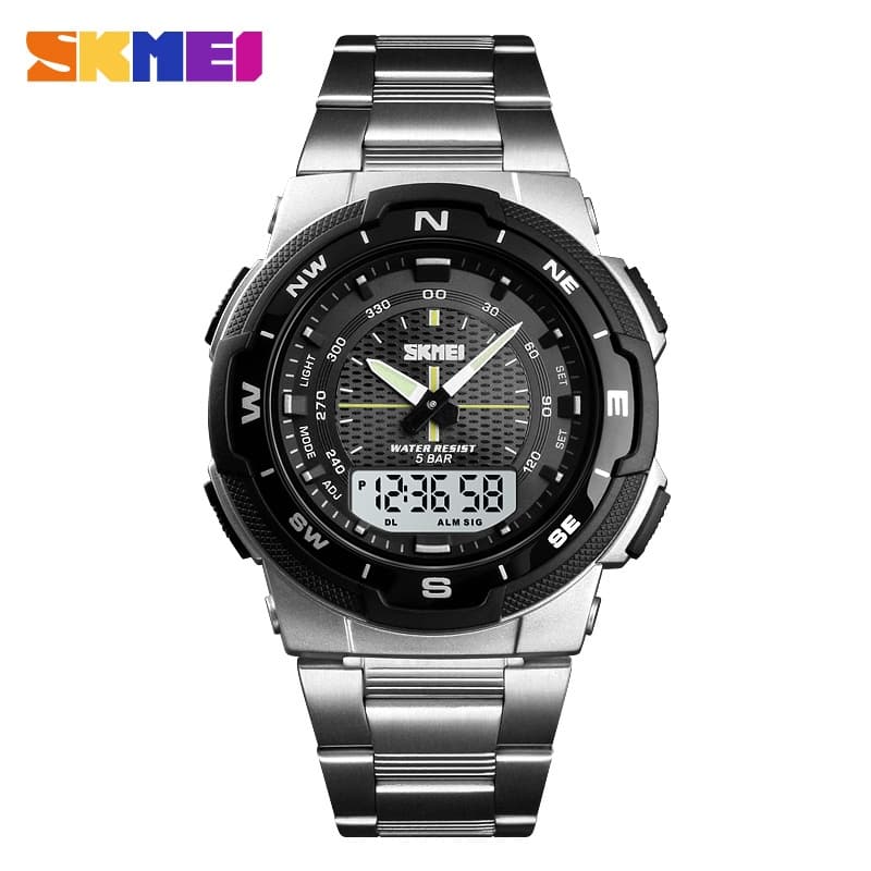 SKMEI Luxo LED Homem Relógio Duplo Tempo Display Digital À Prova Dwaterproof Água Data