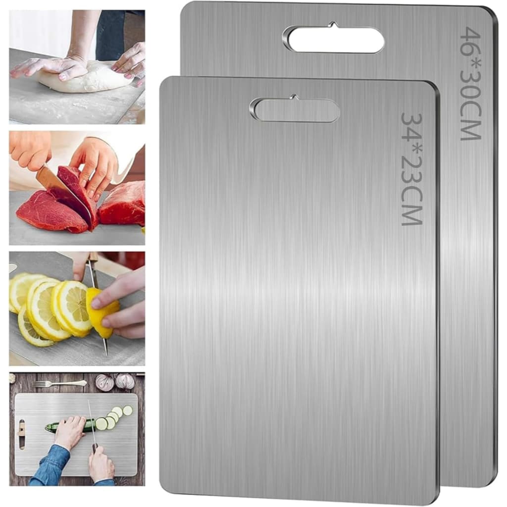Kit 2 Tábuas de Corte de Titânio para Cozinha 34x23cm e 45x30cm