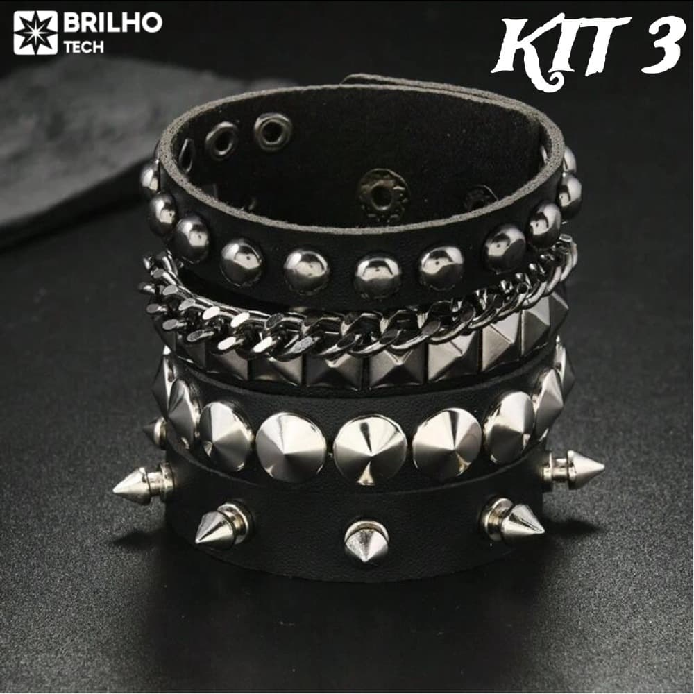 Pulseira de couro PU estilo gótico punk, única para festas de Halloween e Natal.-bri