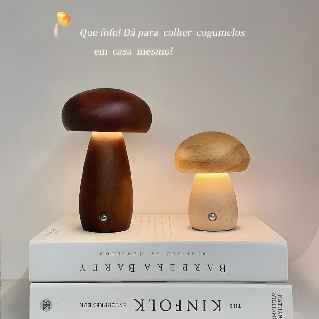 Luz Noturna LED De Madeira Com Efeito Cogumelo e Dimerizável Recarregável LED Interruptor de Toque