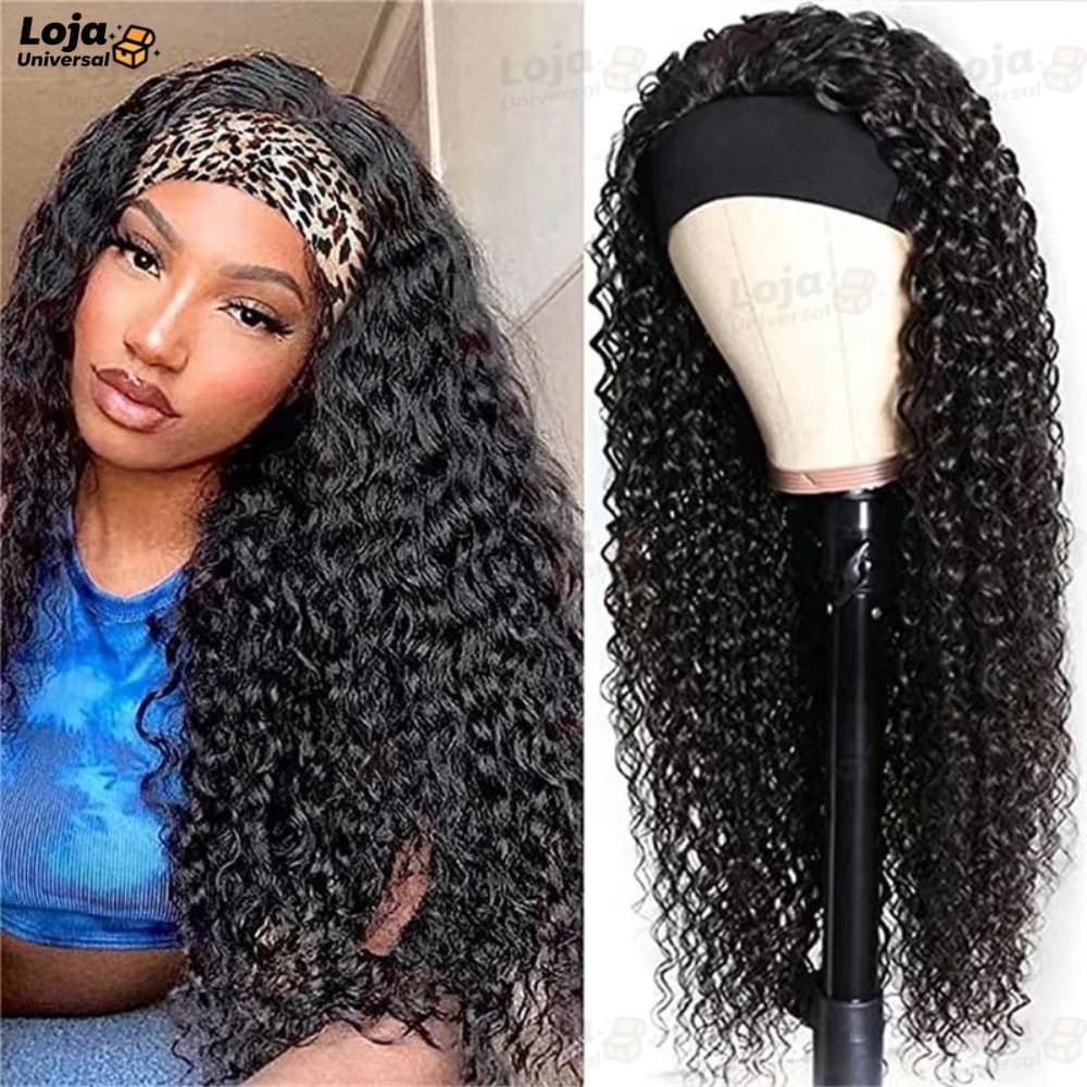 70CM Peruca Cacheada Peruca longa de faixa na cabeça Peruca de cabelo cacheado Para uso diário-LU