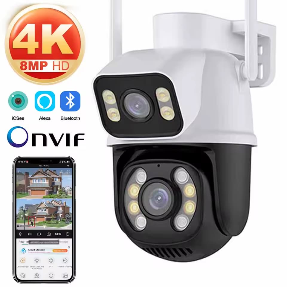 Câmera De Segurança A28B Dupla Compatível Com Alexa Wi-Fi Smart IP66 App ICSEE Envio Imediato