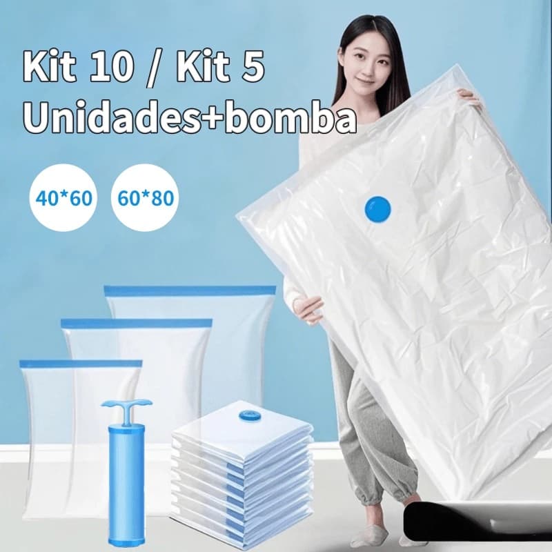 10/5/4 pcs 40*60 60*80 Saco a Vácuo + Bomba Manual Organização de Roupas Mala Viagem Guarda Roupas