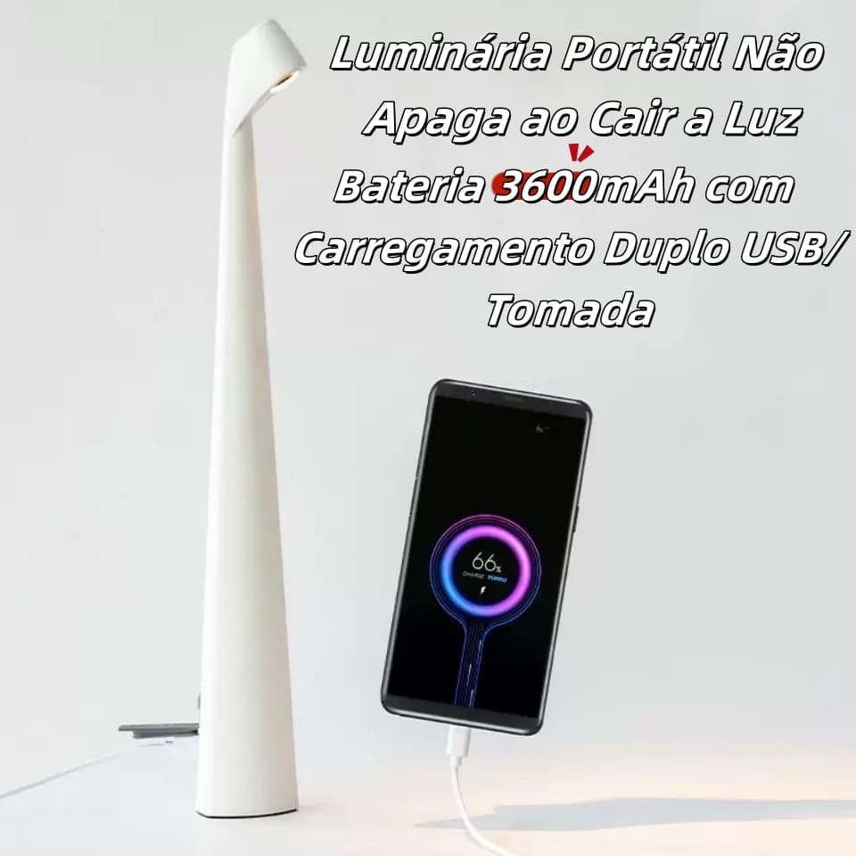Candeeiro de mesa com Design Original e carregamento reversível