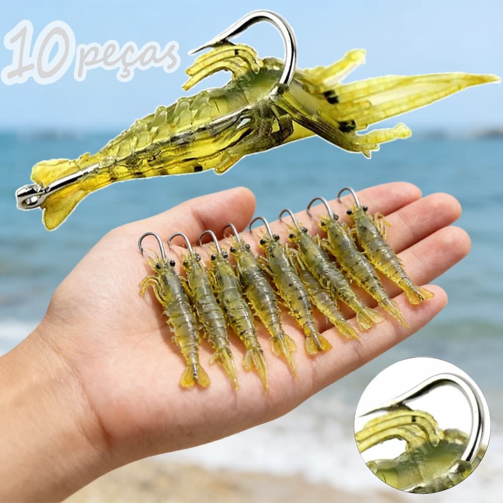 30/10 PCS Camarão Camarão Macio 4cm Camarão Simulado Isca Gancho Peixe Simulado Isca