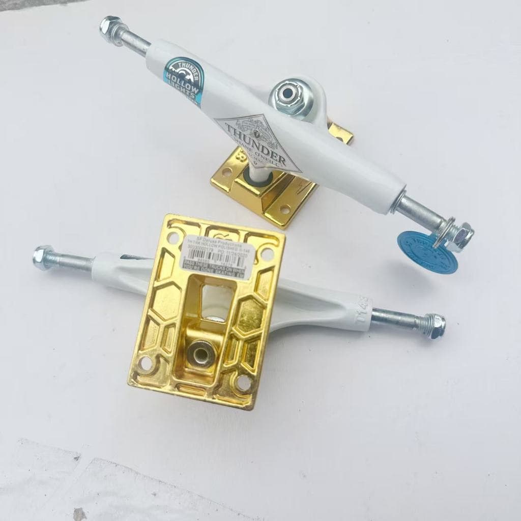 148mm Trovão Caminhão Duplo Oco kinpin Alexa Todo 2 Pçs pro Conjunto De Skate super Leve Novo Branco & Ouro